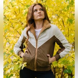 ZYIA Women's Brown and Cream Bomber Jacket